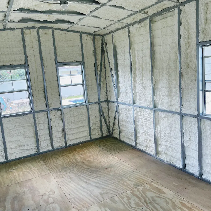 Closed-cell spray foam insulation applied to wall cavities in a residential project in Cottonwood